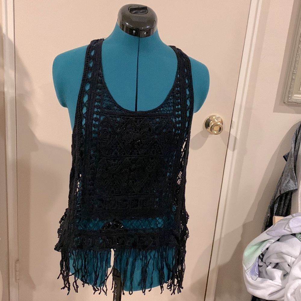 Black crochet tank top. Never been worn
